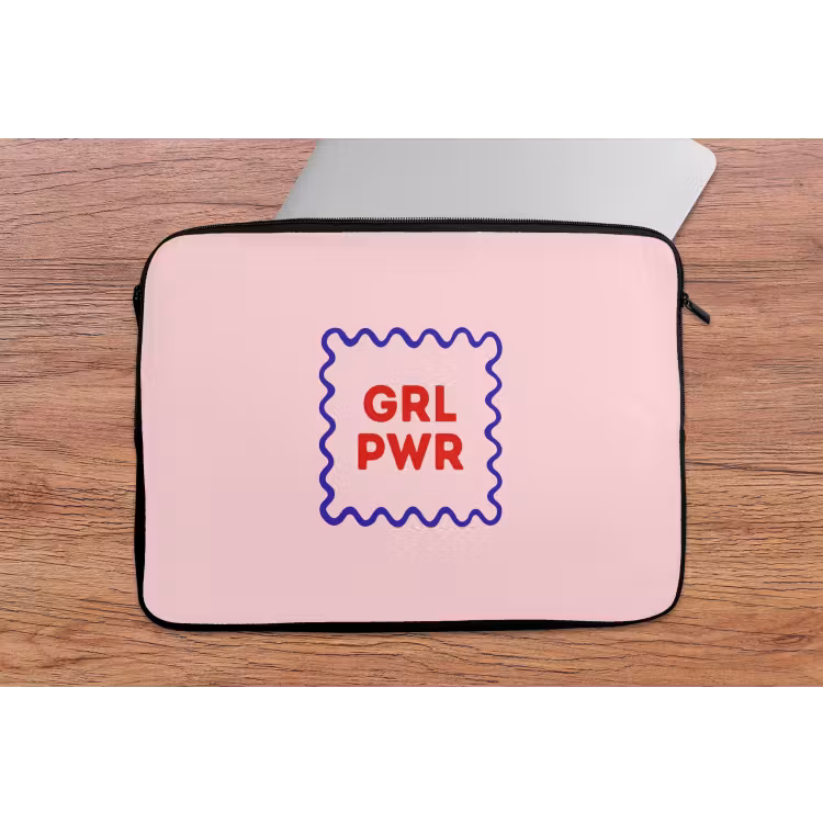 Laptophoes - Grl pwr - Roze - Kader — 2