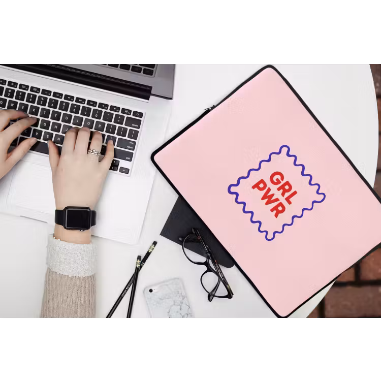 Laptophoes - Grl pwr - Roze - Kader — 3