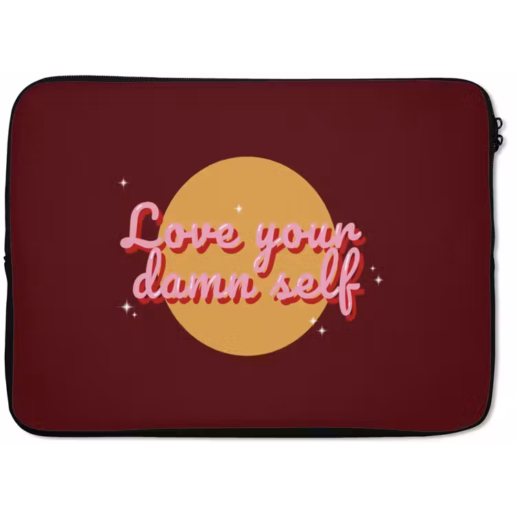 Laptophoes - love your damn self - Cirkel - Glitter - Rood — 1