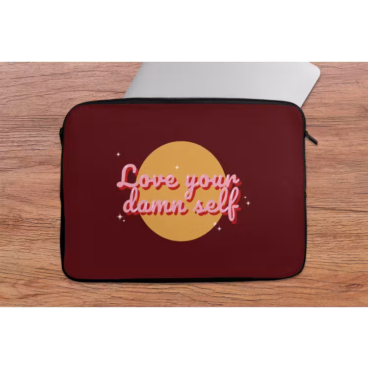 Laptophoes - love your damn self - Cirkel - Glitter - Rood — 2