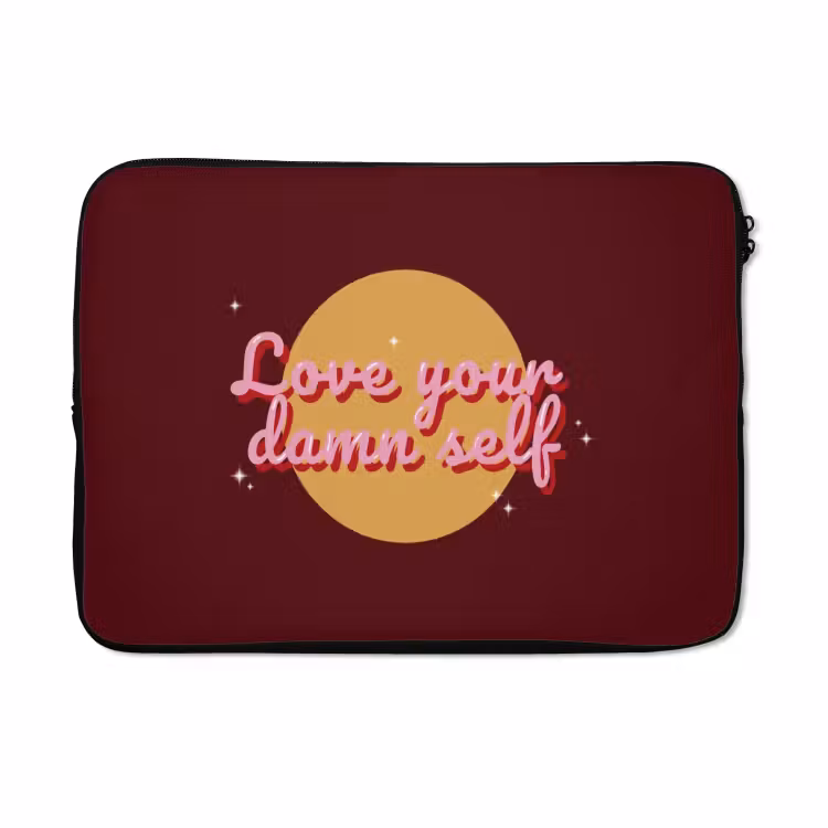 Laptophoes - love your damn self - Cirkel - Glitter - Rood — 5