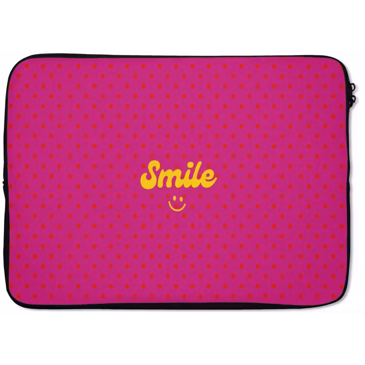 Laptophoes - Smile - Stippen - Geel - Smiley - Roze — 1