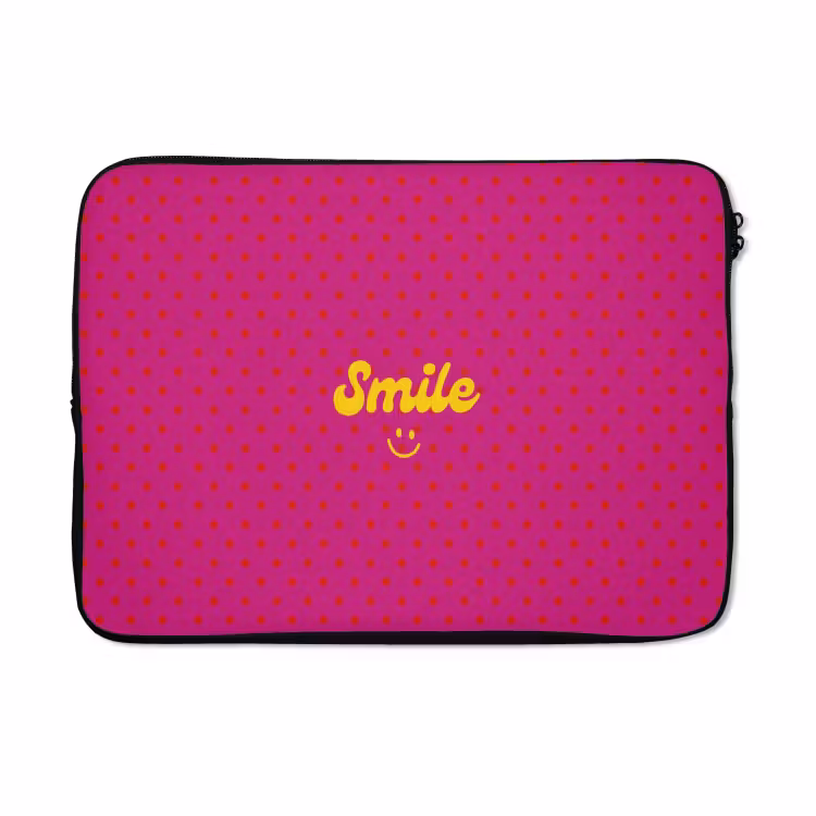 Laptophoes - Smile - Stippen - Geel - Smiley - Roze — 5