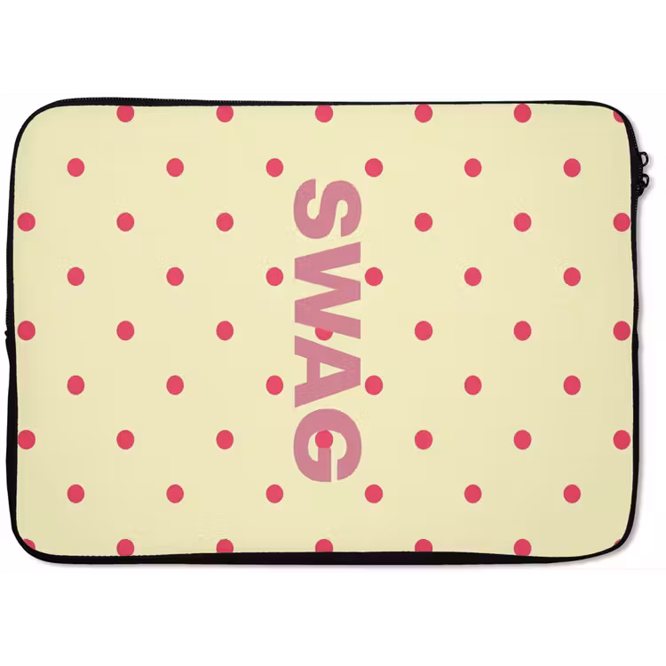 Laptophoes - Swag - Roze - Stippen - Geel — 1