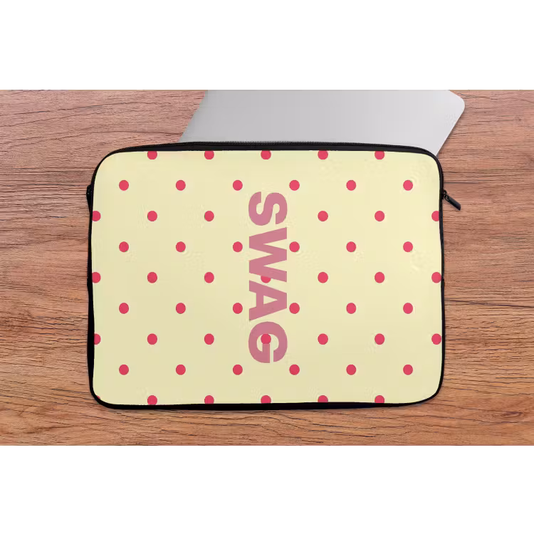 Laptophoes - Swag - Roze - Stippen - Geel — 2