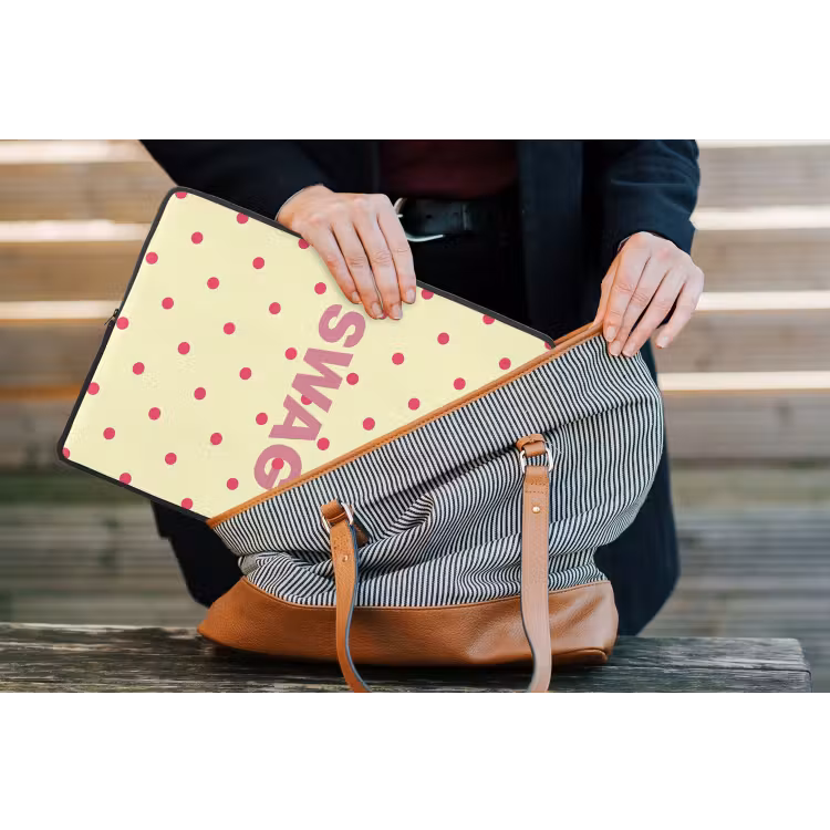 Laptophoes - Swag - Roze - Stippen - Geel — 4