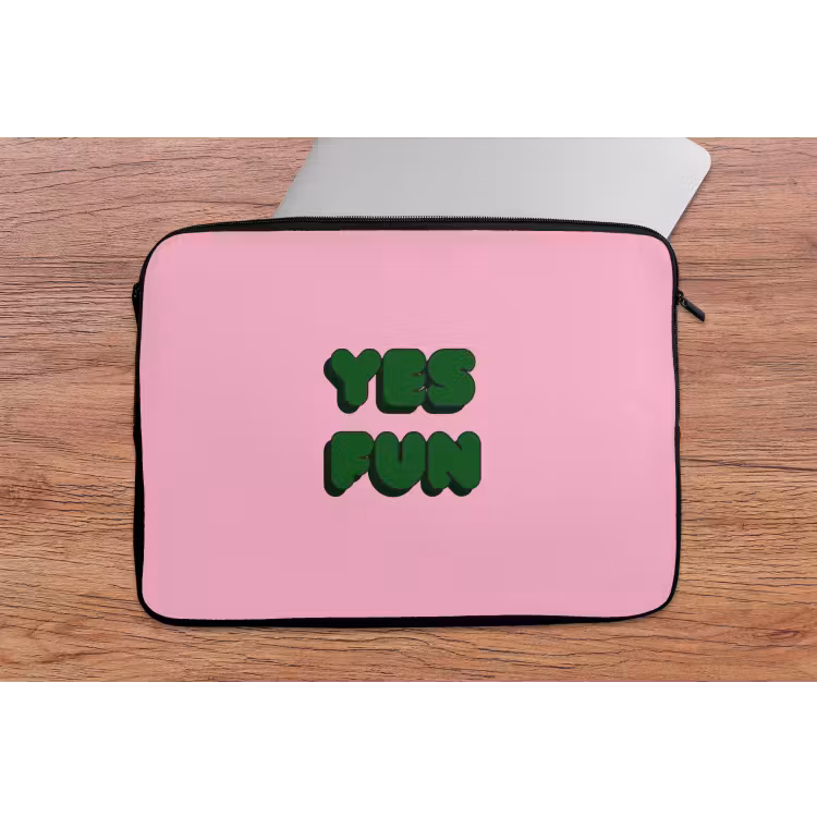 Laptophoes - Yes fun - Groen - Roze — 2