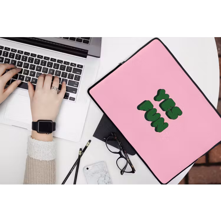 Laptophoes - Yes fun - Groen - Roze — 3