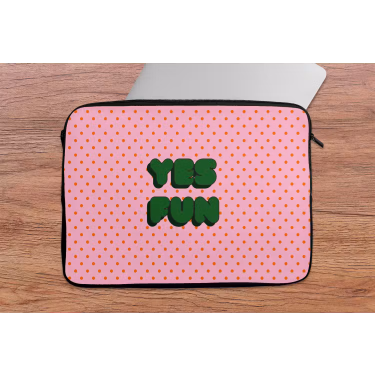 Laptophoes - Yes fun - Groen - Roze - Stippen — 2