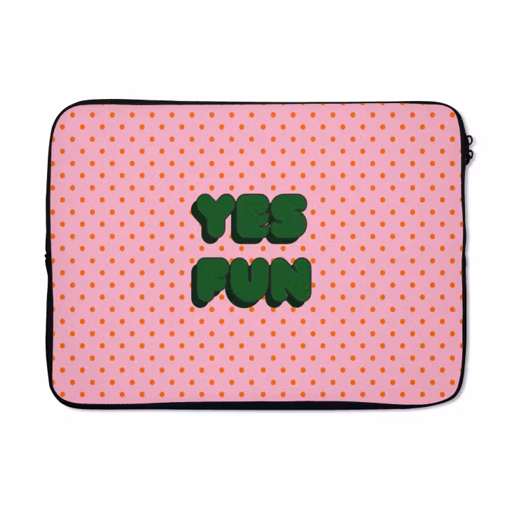 Laptophoes - Yes fun - Groen - Roze - Stippen — 5