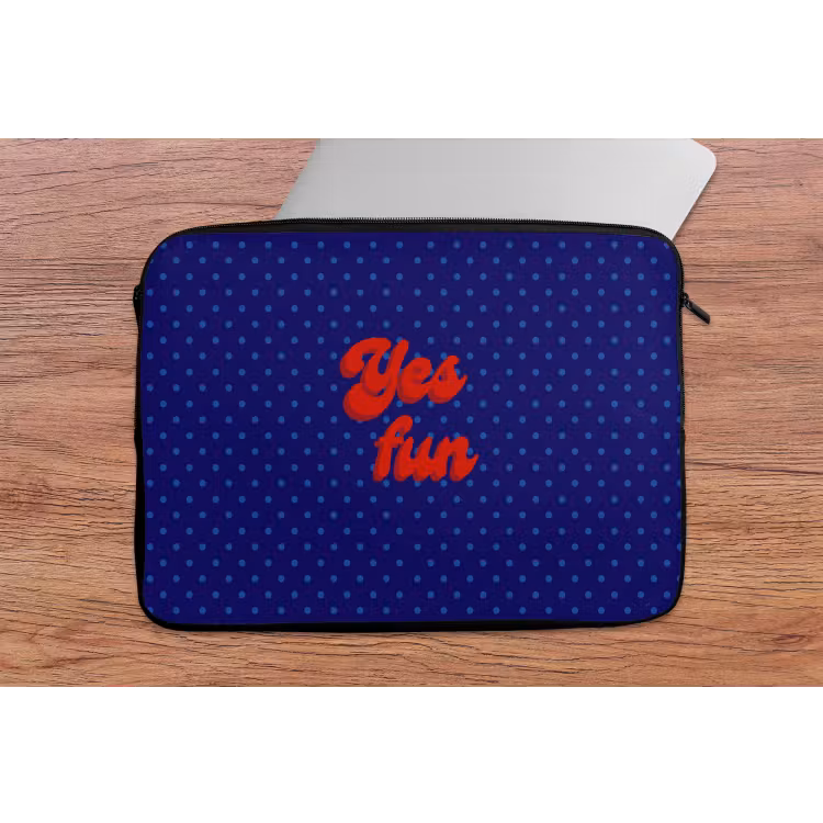 Laptophoes - Yes fun - Rood - Blauw - Stippen — 2