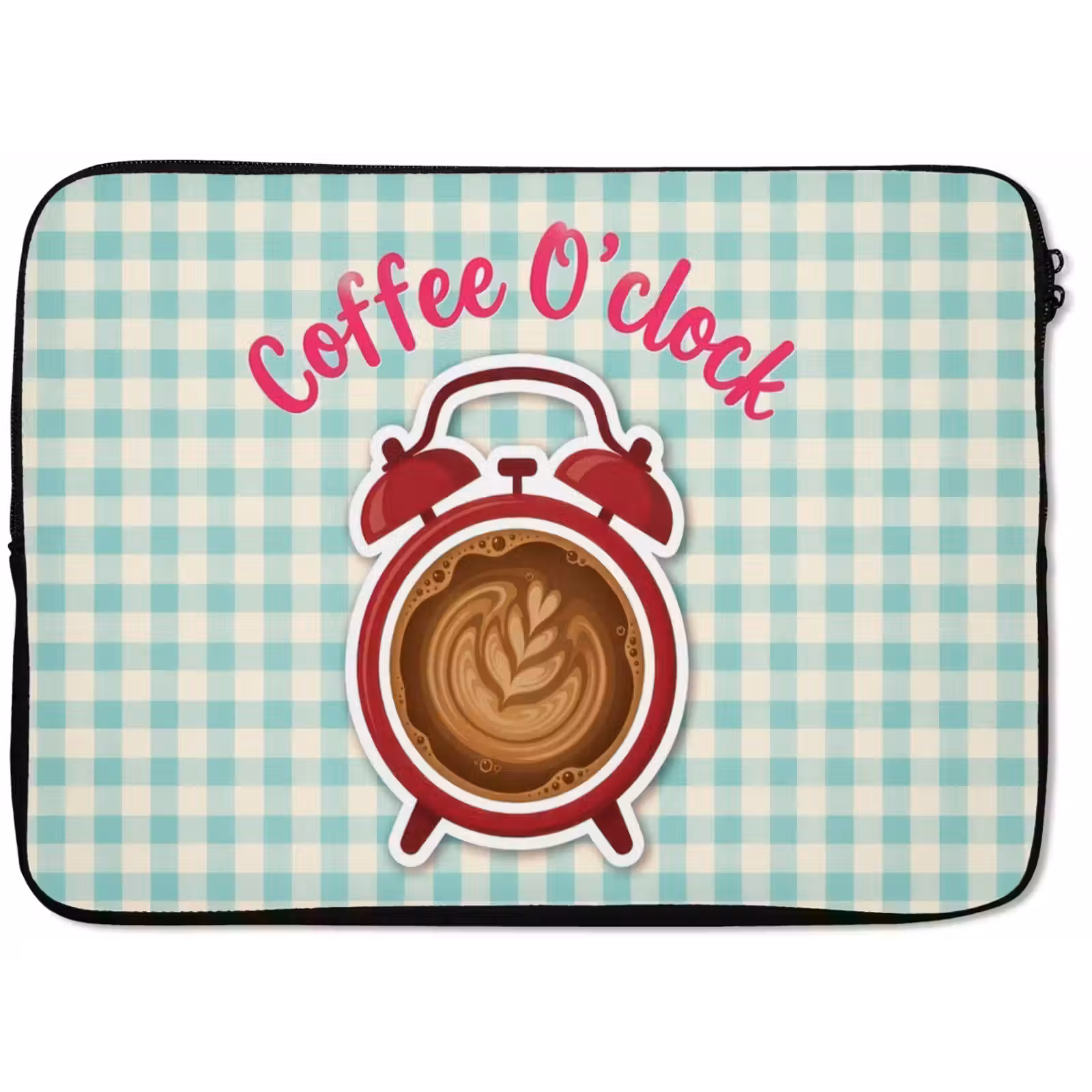 Laptophoes - Koffie - Klok - Groen — 1