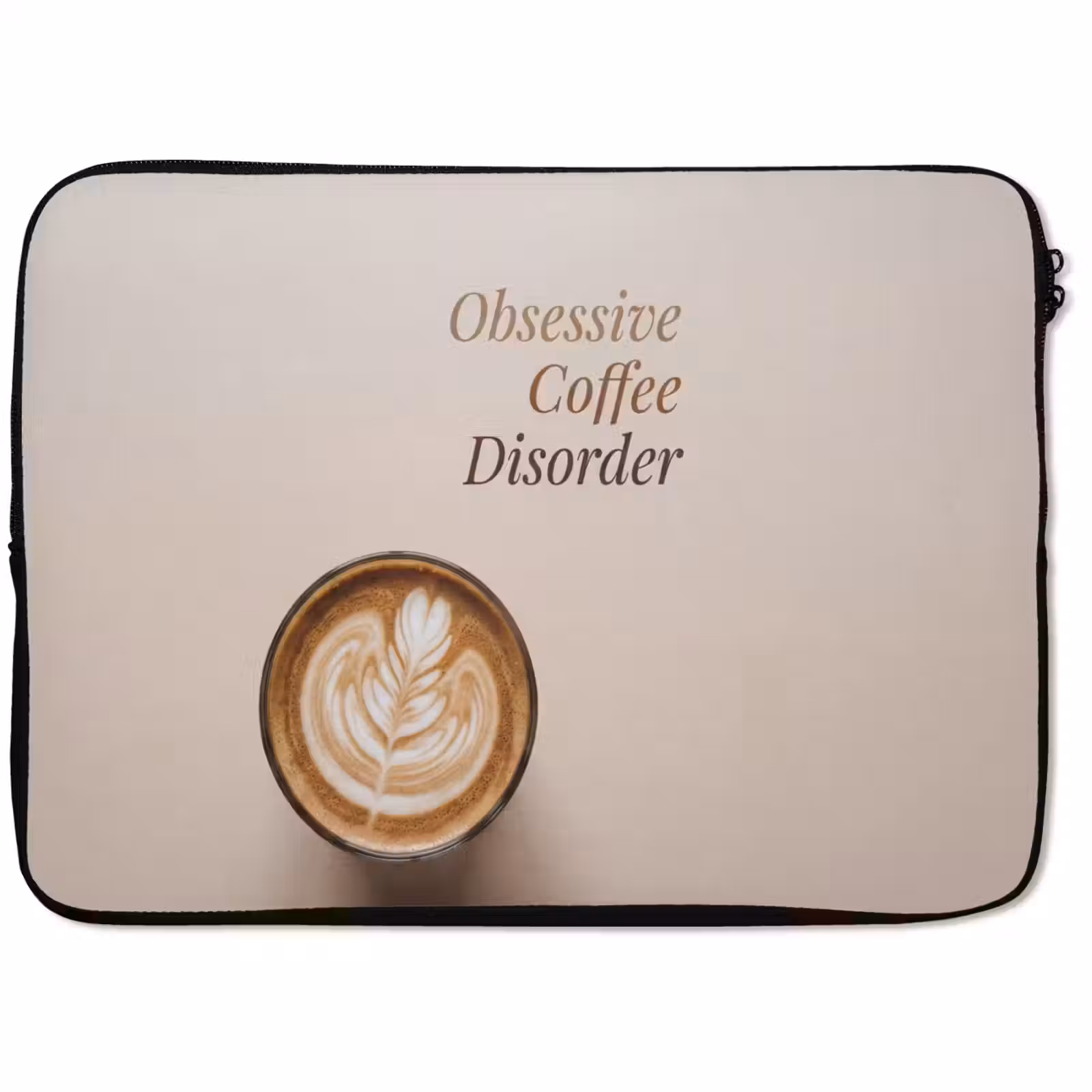 Laptophoes - Koffie - Obessive Coffee Disorder - Beige — 1