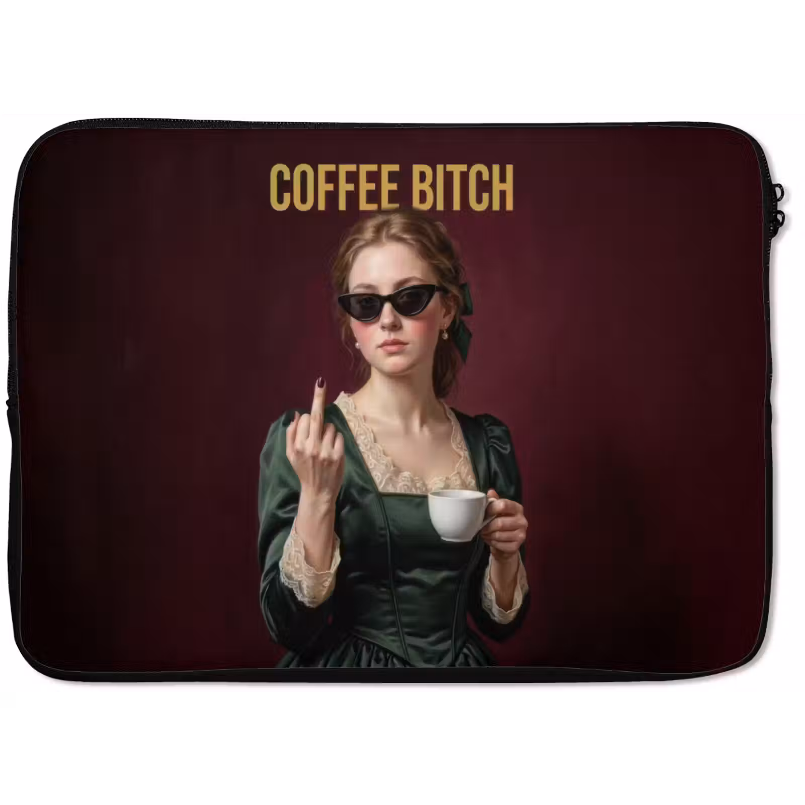 Laptophoes - Koffie - Vrouw - Middelvinger — 1