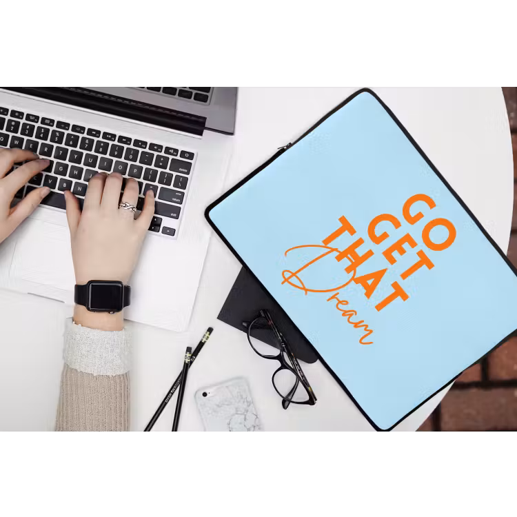 Laptophoes - Blauw - Oranje - Tekst — 3