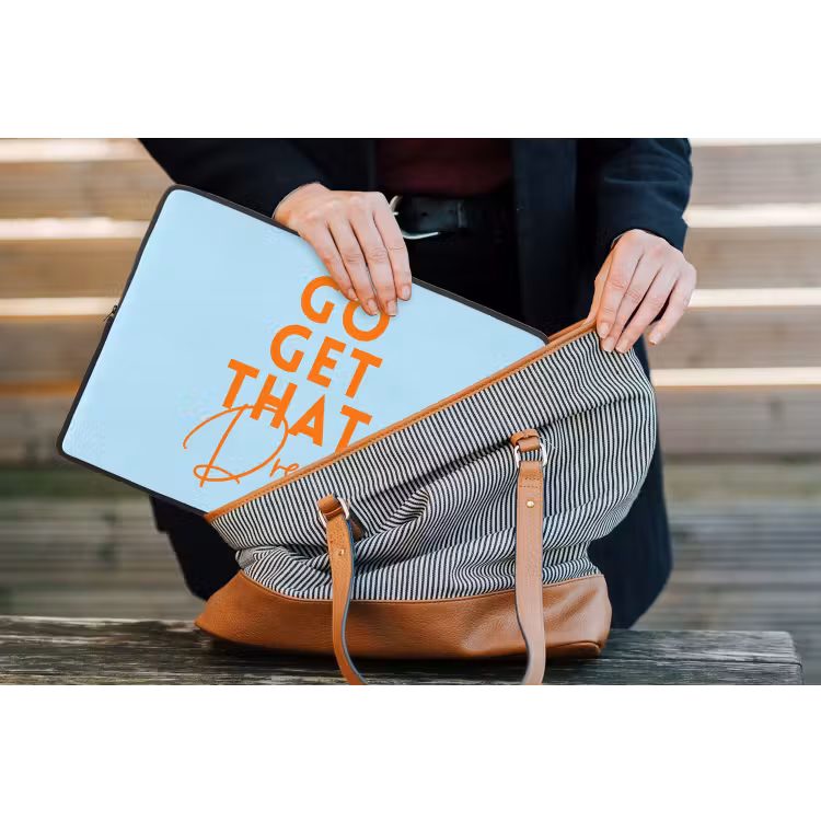 Laptophoes - Blauw - Oranje - Tekst — 4