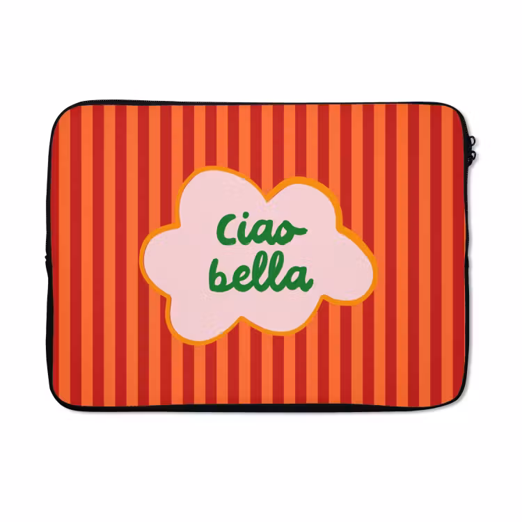 Laptophoes - Ciao bella - Tekstwolk - Strepen - Oranje — 5