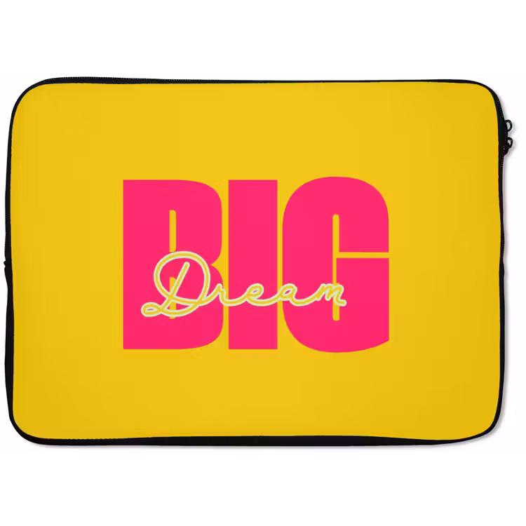 Laptophoes - Dream big - Geel - Roze — 1