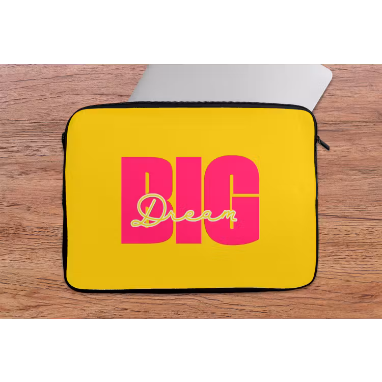 Laptophoes - Dream big - Geel - Roze — 2