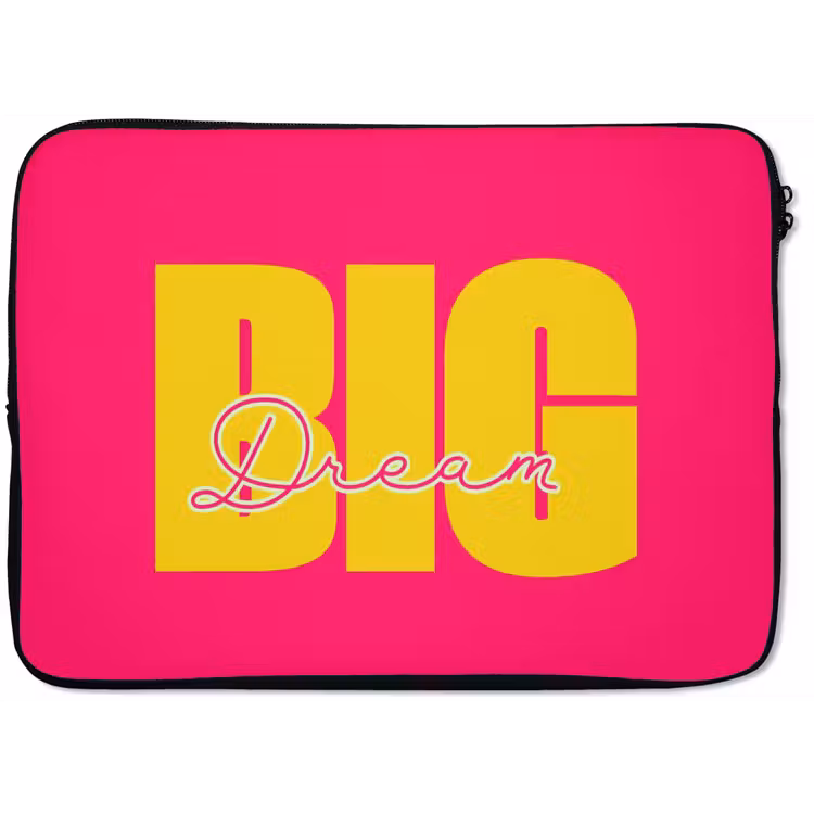 Laptophoes - Dream big - Roze - Geel - Minimalistisch — 1
