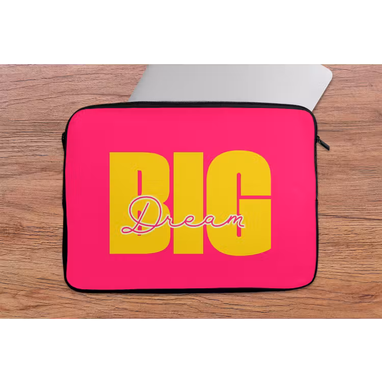 Laptophoes - Dream big - Roze - Geel - Minimalistisch — 2