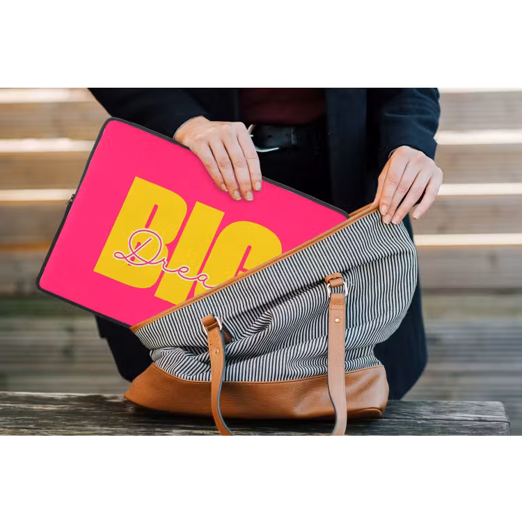 Laptophoes - Dream big - Roze - Geel - Minimalistisch — 4