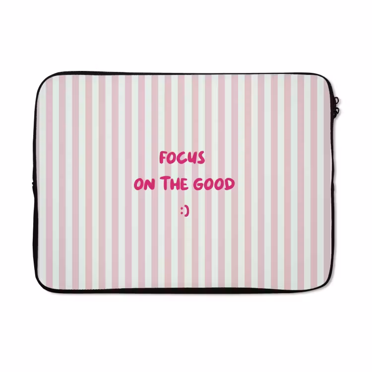 Laptophoes - Focus on the good - Strepen - Roze - Smiley — 5