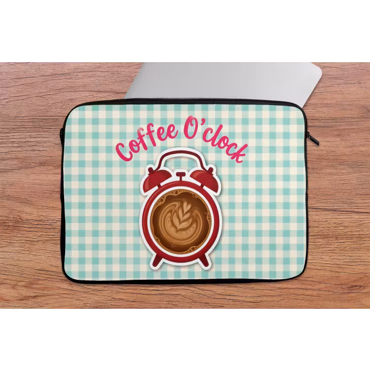 Laptophoes - Koffie - Klok - Groen — 2