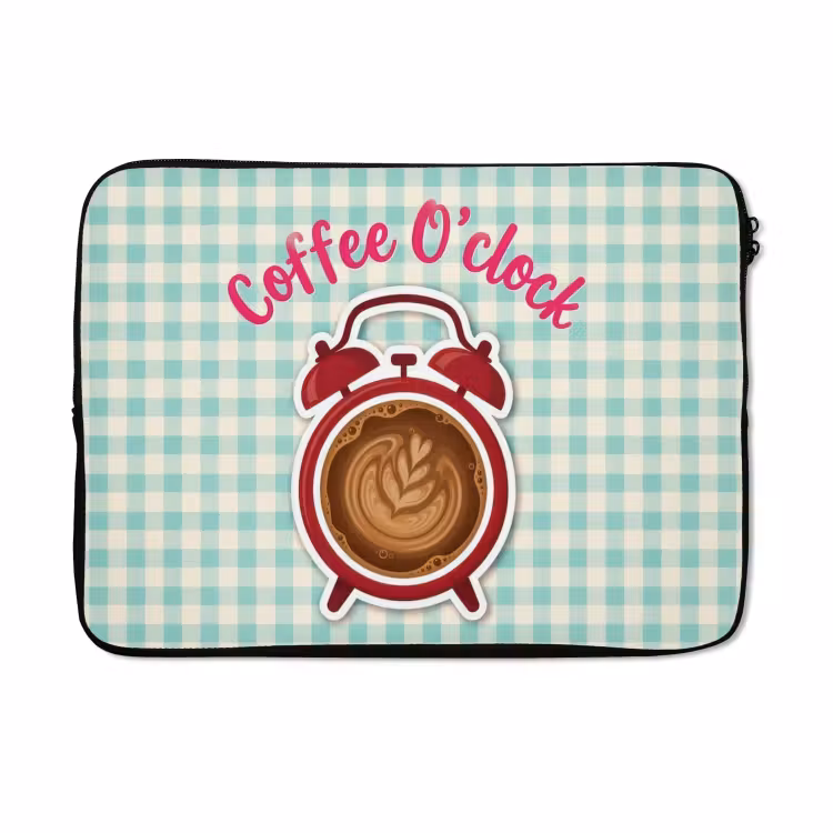 Laptophoes - Koffie - Klok - Groen — 5