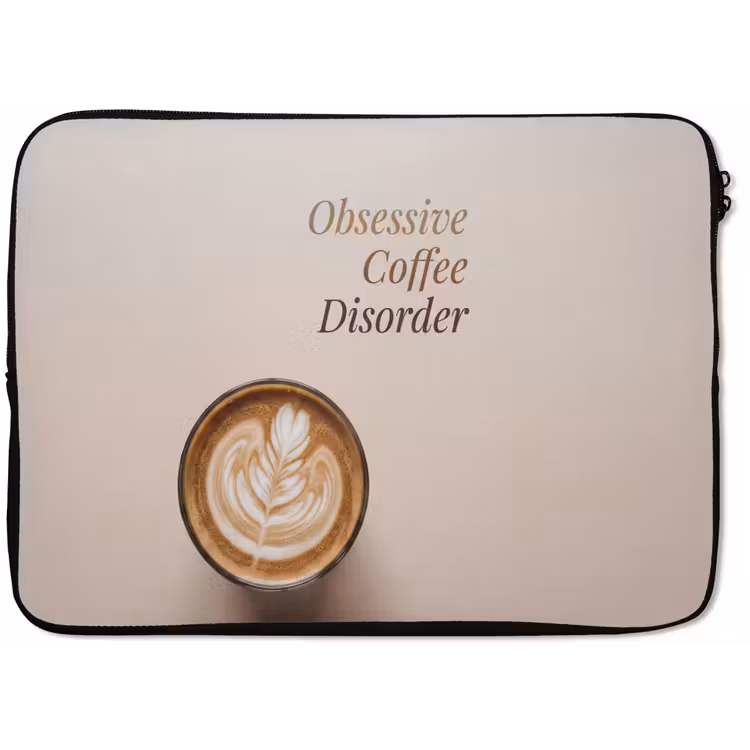 Laptophoes - Koffie - Obessive Coffee Disorder - Beige — 1