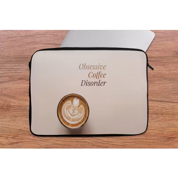 Laptophoes - Koffie - Obessive Coffee Disorder - Beige — 2