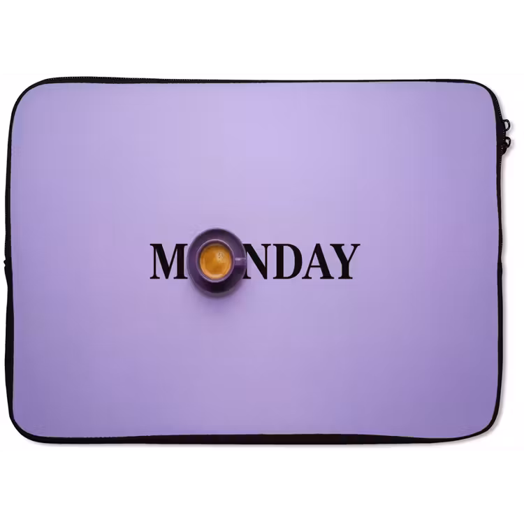 Laptophoes - Maandag - Mok - Koffie - Paars — 1