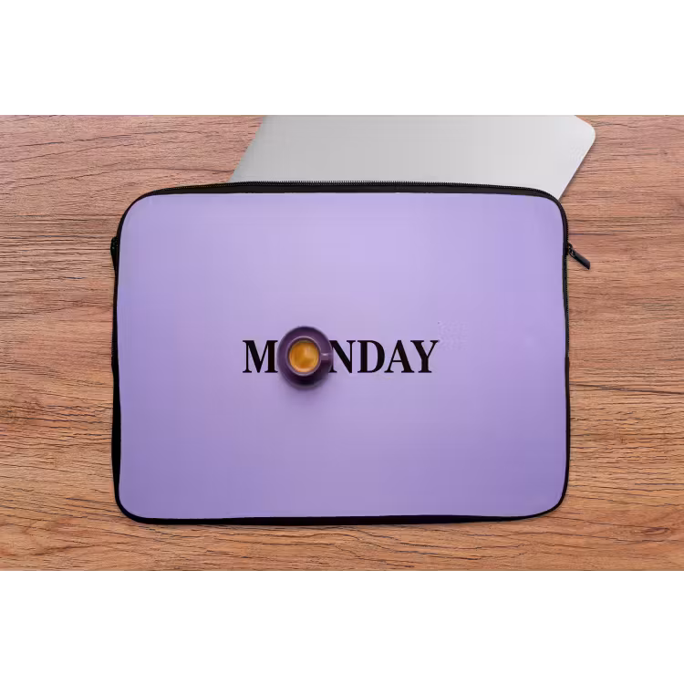 Laptophoes - Maandag - Mok - Koffie - Paars — 2