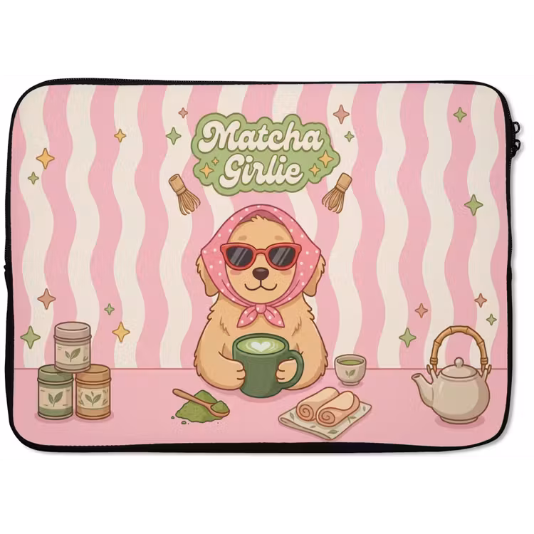 Laptophoes - Matcha - Hond - Roze - Groen — 1