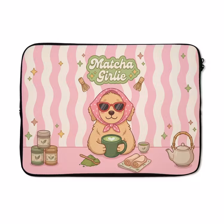Laptophoes - Matcha - Hond - Roze - Groen — 5