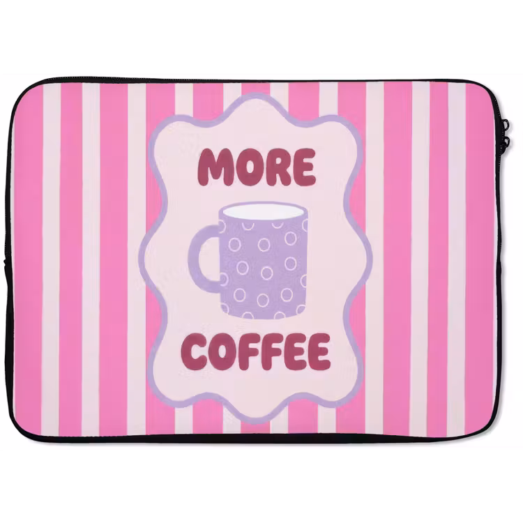 Laptophoes - More coffee - Roze - Paars - Strepen - Mok — 1
