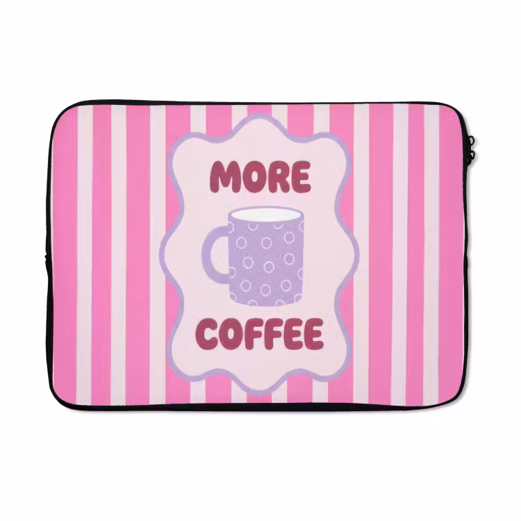 Laptophoes - More coffee - Roze - Paars - Strepen - Mok — 5