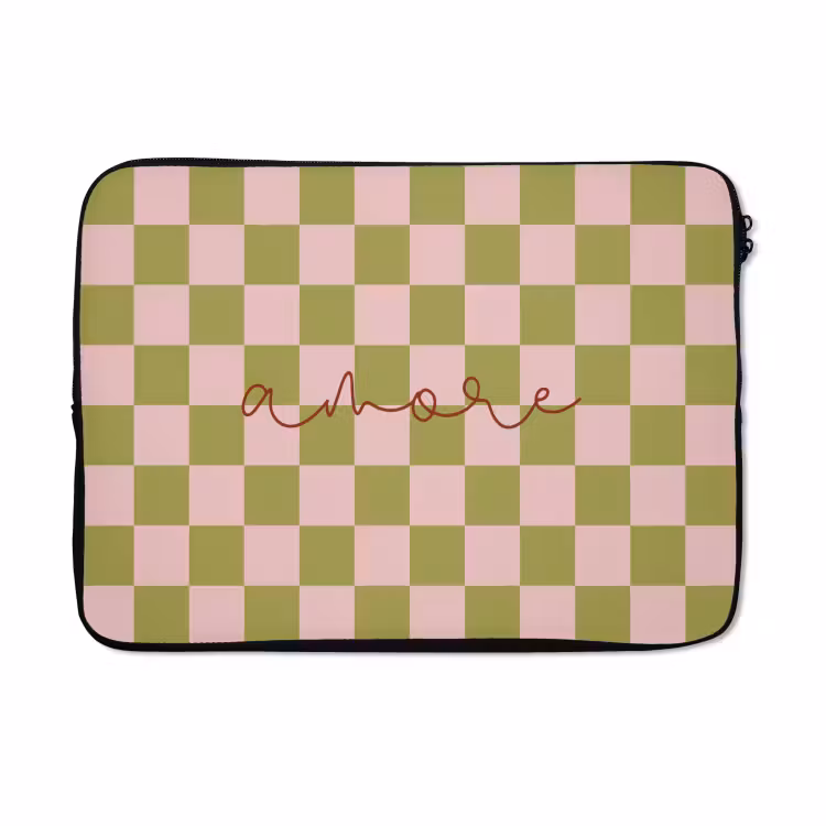 Laptophoes - Patroon - Geblokt - Olijfgroen - Amore — 5