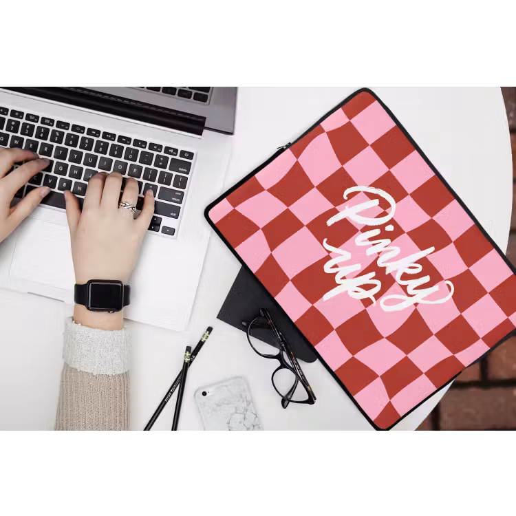 Laptophoes - Pinky up - Geblokt - Bordeauxrood — 3