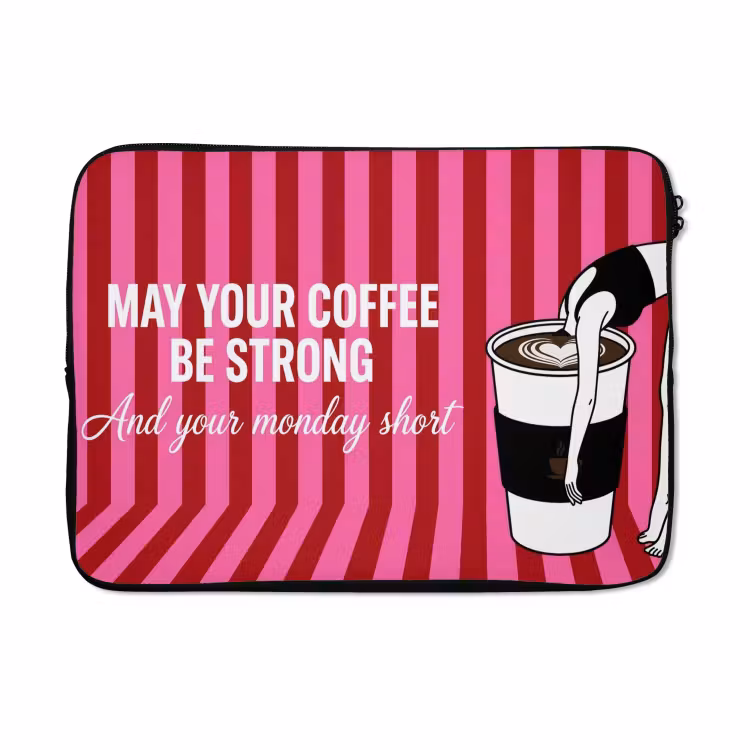 Laptophoes - Roze - Strepen - Koffie - Maandag — 5