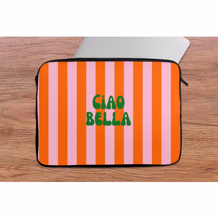 Laptophoes - Strepen - Oranje - Verticaal - Ciao bella — 2