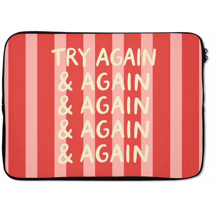 Laptophoes - Strepen - Rood - Try again — 1