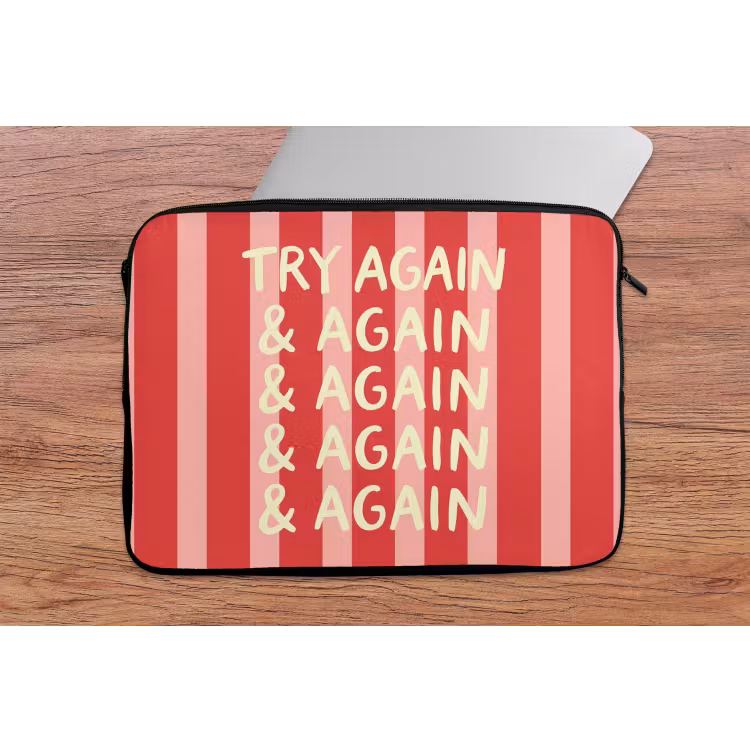 Laptophoes - Strepen - Rood - Try again — 2