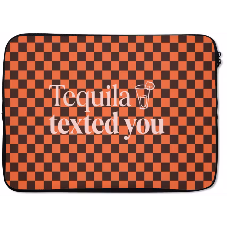 Laptophoes - Tequila texted you - Glas - Vierkanten - Oranje — 1