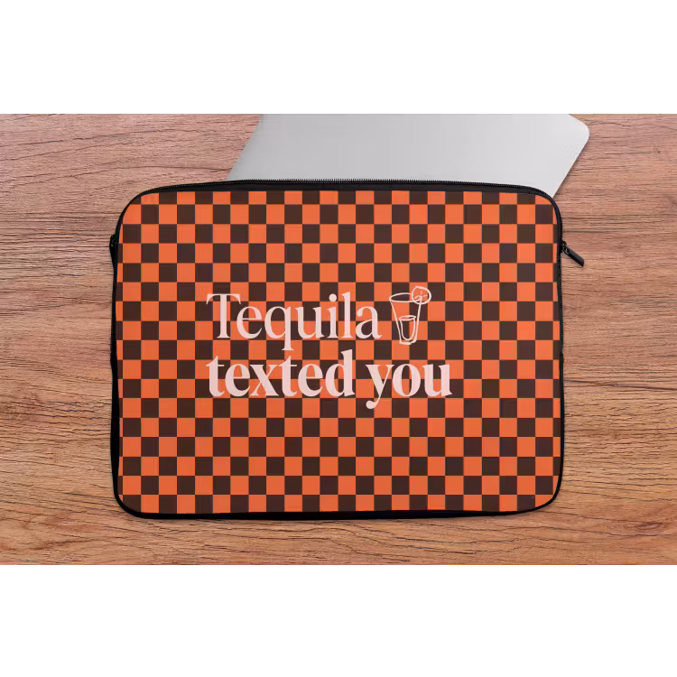 Laptophoes - Tequila texted you - Glas - Vierkanten - Oranje — 2
