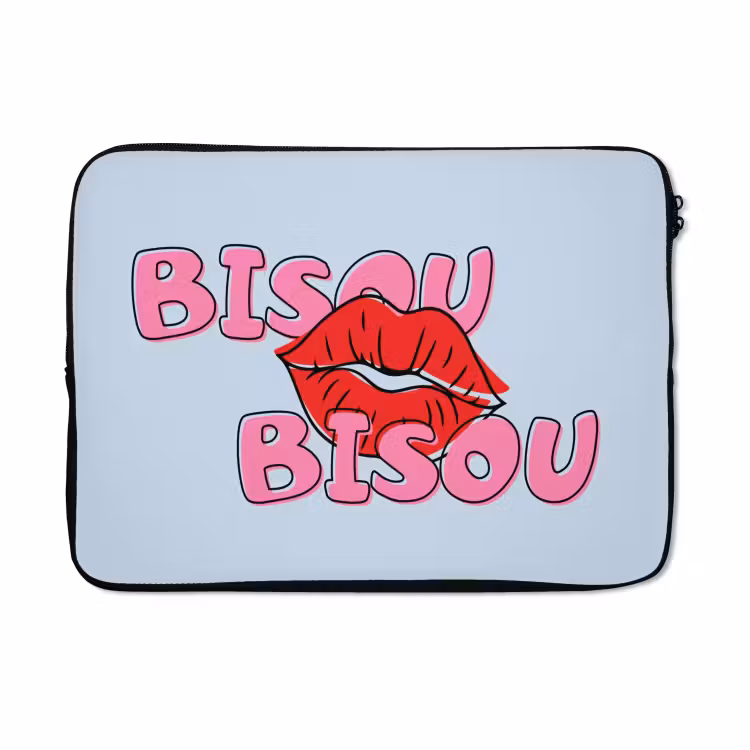 Laptophoes - Bisou - Blauw - Roze - Lippen — 5