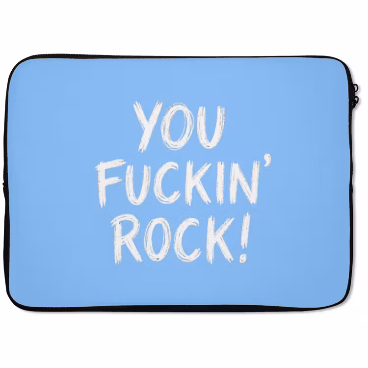 Laptophoes - Blauw - Wit - You fuckin rock — 1