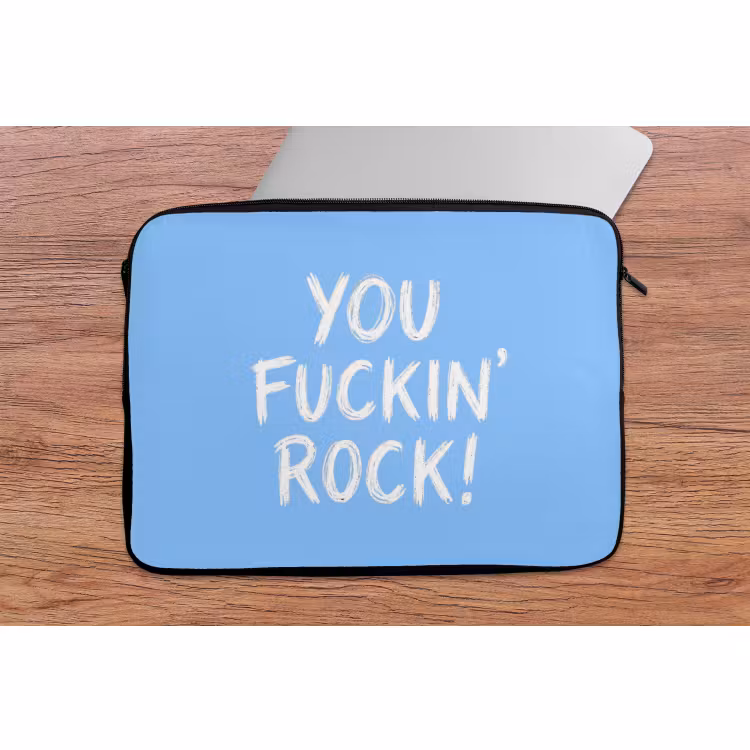 Laptophoes - Blauw - Wit - You fuckin rock — 2
