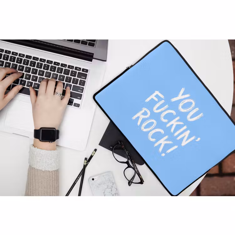Laptophoes - Blauw - Wit - You fuckin rock — 3