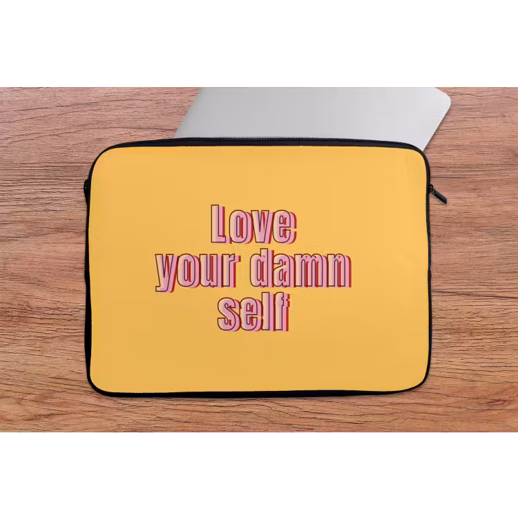 Laptophoes - Love yourself - Roze - Geel — 2